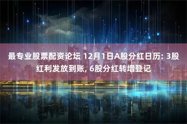 最专业股票配资论坛 12月1日A股分红日历: 3股红利发放到账, 6股分红转增登记